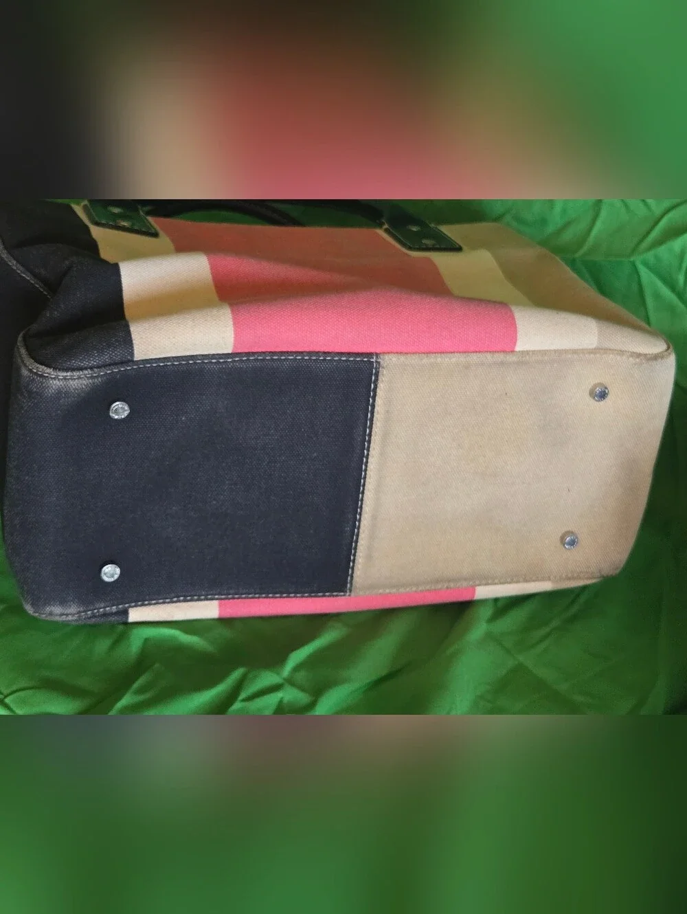EUC Vintage Kate Spade Y2K Canvas Vertical Cabana Stripe Tote Bag - Rare & HTF
